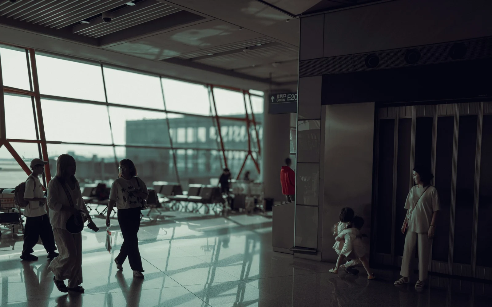 Travelers inside Incheon International Airport